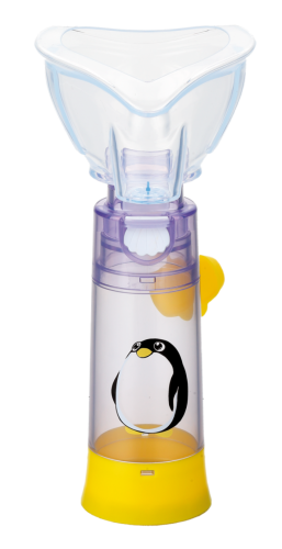 Komora inhalacyjna Alphamed dla dzieci w wieku od 1 do 5 lat, podstawa w kolorze żółtym